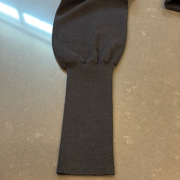 SANCTUARY Ribbed One Shoulder Puff Sleeve Midi Dress in Black - Picture 10 of 11